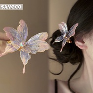SAVOCO Vintage Purple Butterfly Hair Clip Gentle Tassels Hairpin for Women Hair Accessories SC205