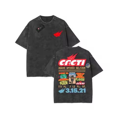 100% Cotton Oversized T Shirt for Men Women HipHop Washed T Shirts Cactus Jack Short Sleeve Gift Top