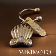🧜‍♀️MIKIMOTO 御木本| 金色貝殼設計鑲Akoya珍珠3mm鑰匙圈.鑰匙扣#二手