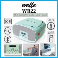 welle WB22 KOREA CD Player Portable/Bluetooth/ FM Radio/ 3.5mm AUX/USB/MP3