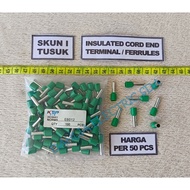 HIJAU Skun I FERRULES E6012 GREEN FOR 6MM CABLE (50 PCS)