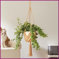 Hangable Macrame Plant Holder 2X Woven Rope Hanger Trendy Boho Crochet Flower Pots Basket for Indoor