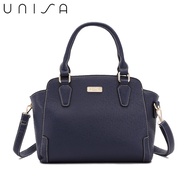 MC1 UNISA Saffiano Trapeze Convertible Top Handle Bag - Black/Khaki/Navy Blue/Taupe)