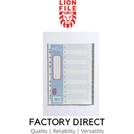LIONFILE A4 12 tab Index Dividers 0.13mm PP Numbered 5sets/50 sets