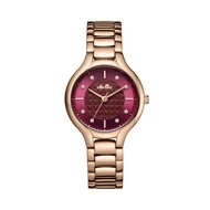 Ellesse Luna 3 Hands Quartz Burgundy Dial Light Rose Gold Stainless Steel Women Watch W03-00857-004