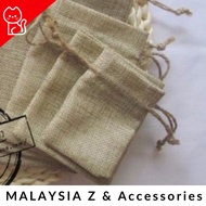 Beg Kain Guni Burlap Hessian Doorgift Drawstring Pouch Bag Vintage