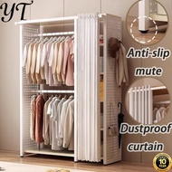 Open Wardrobe Clothes Cabinet Sliding Door Solid Wood Wardrobe Multifunctional Combination Storage C