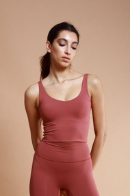 asana 經典扭結V領短背心@Breathm-楓葉磚紅