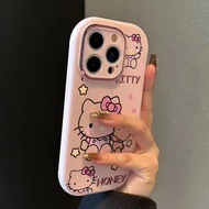 Fine Hole Fat Girl Hug Bear KT Cat Fine Hole Metal Frame Fat Pier Suitable for iPhone Phone Case Sui