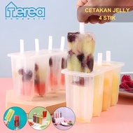 TEREA Homemade Ice Cream Mold 4 Compartments Complete with Lid & Stick Transparent 4-Slot Jelly Mold