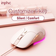 Inphic B8 Gaming Mouse Wired 200-8000 DPI, 6 Buttons Customizable, 4 Colors Breathing Light & Silent