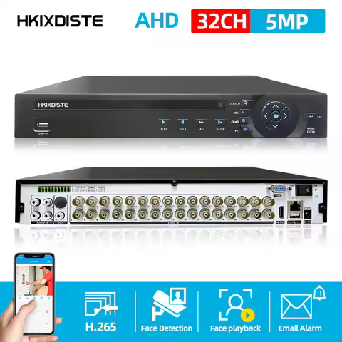 5mp 4mp 2mp 1mp CCTV Camera XMeye Face Detection 5M-N 32CH 32 Channel 6 in 1 Hybrid Wifi Onvif NVR T