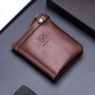 Bullcaptain Leather Wallet Men's Zipper Wallet Men's Wallet Coin Purse Rfid Mini Wallet Zipper Buckle Wallet