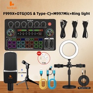 Soundcard bonkyo Professional Live  F999X+OTG(IOS & Type-C)+M997Mic+Ring light, Kualiti Bunyi Lossle