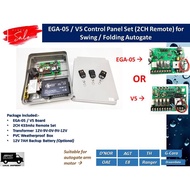 Autogate Control Panel Set - EGA-05 / V5 Board + 2 Channel Remote Set for Swing / Folding Gate (With