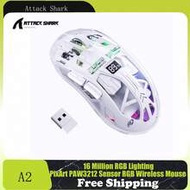 ATTACK SHARK A2 Transparent RGB Wireless Mouse With Battery Level Display 16 Million RGB Lighting, 5
