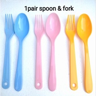 1pair (1pc Sudu + 1pc garfu) plastik spoon sudu plastik garfu plastik plastik garfu reusable plastic