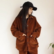 焦糖燈芯絨 長袖大口袋寬鬆工裝 男女同款 秋冬外套
