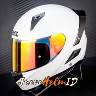 HELM SNAIL FFS1 SOLID / WHITE VISOR RED / FULL FACE HELMET DDRING