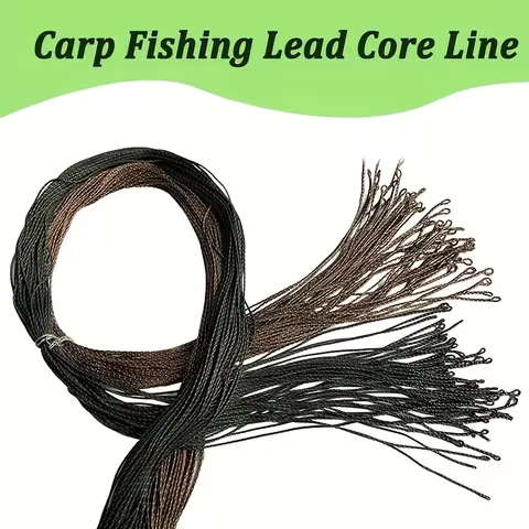 5/10/15pcs Camo Braided Lead Core Carp Fishing Line - Sinking Heavy-Duty Line for Smooth Casting, 20