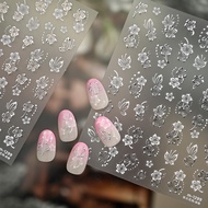 Fresh Silver White Flower Nail Sticker M1299 Daily Gentle Series Flower Butterfly Nail Sticker Nail 