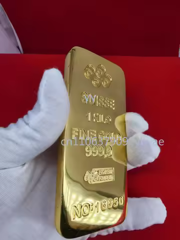 Copy Switzerland 1kilo/1000g 24k Gold Bar Bullion Replica Jewelry Store Bank Display Anti-theft Samp