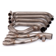 A Full Systems Motorcycle Exhaust Muffler Slip on Front Pipe Modified Half Blue Motorcross For HONDA CBR650 CB650R CB650