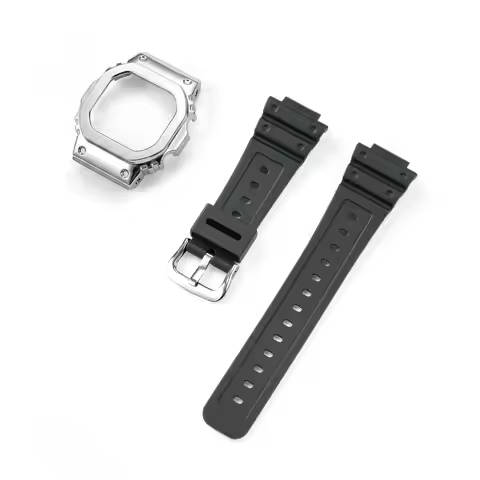 Stainless steel bezel case+silicone strap Protective case for small square DW-5600E DW-5600BB DW-560