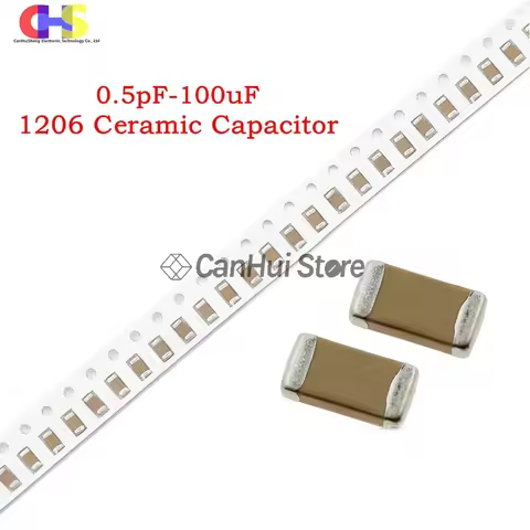 100pcs 1206 SMD Chip Multilayer Ceramic Capacitor 0.5pF - 100uF 2 3 4 5 6 7 8 9 pF 6.8nF 15nF 330nF 
