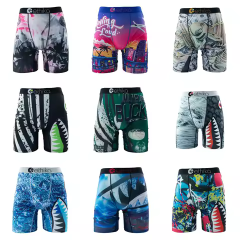 ETHIKA 1Pcs Men Underwear Boxers Breathable Mesh Crotch Mens Trunks Plus Size S-3XL Man Swimming Und