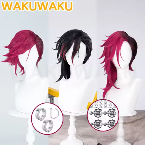IN STOCK Vi Wig Cosplay Anime Arcane Cosplay WakuWaku Women 45cm Black Red Gradient Hair Arcane Seas