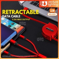 3in1 Retractable Fast Charge Data Cable 3.0A Compatible For All SmartPhone Quick Charge Data Transfe