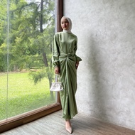 Bloobel - Gamis Illana (GMS098) Gamis Satin Silk Kaftan Lilit Muslim Women's Clothing Wrap Dress Long