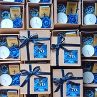50th | 60th | 70th Birthday Souvenirs with Mini Bible, Rosary, Candle, and Flower Foam in Kraft Box