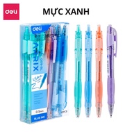 Combo 10 Bút gel bút bi mực nước màu pastel phối nhũ ngòi 0.5mm Deli - Bút bi nước mực đều viết trơn