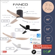 FANCO RITO-3 46-Inch | 52-Inch SMART DC Motor Ceiling Fan with 24W Bright Tri-Colour LED Light and Remote Control - Optional: Wifi