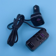 6 Ports USB Type-C Car Charger Adapter Fast Charging Front Rear Seat 5V 3.1A 66W