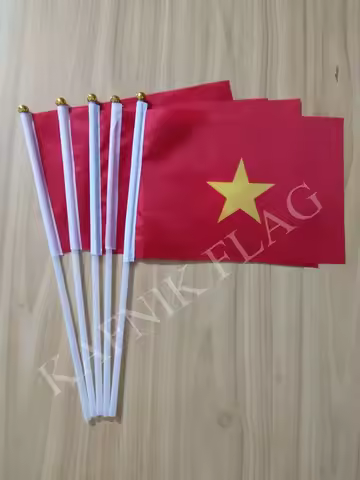 KAFNIK,5pcs Vietnam flag Vietnam hand wave flags 14 * 21CM