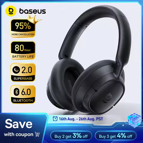 Baseus Bass BH1 NC Lite ANC Wireless Headphones 95% Noise Cancelling Headsets Headphone Bluetooth 6.