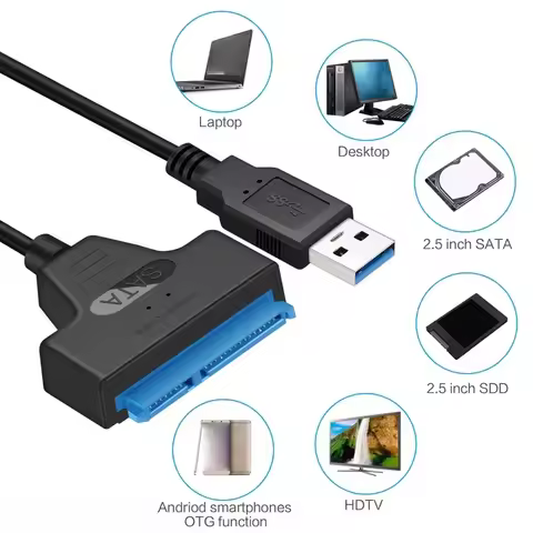SATA To USB 3.0 / 2.0 Cable For 2.5 Inch External HDD SSD Hard Drive SATA 3 22 Pin Adapter USB 3.0 T