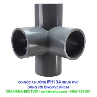 Bộ 10 CO GÓC 4 HƯỚNG PHI 34 NHỰA PVC - DÀY 3 MM