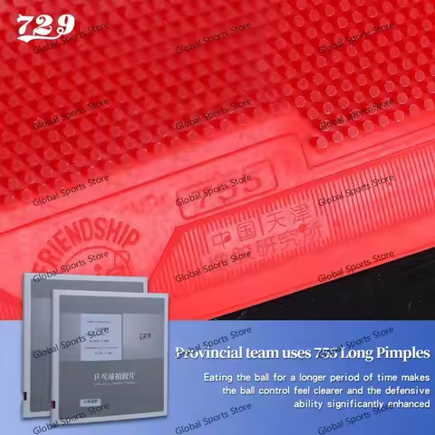 729 Friendship Table Tennis Rubber Sheet 755 Provincial Team Long Pips Ping Pong Rubber with 1mm Spo