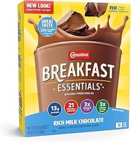 Carnation Breakfast Essentials Powder Drink Mix, Rich Milk Chocolate, 10 Count Box of 1.26 Ounce Packets (Pack of 6) (Packaging May Vary)