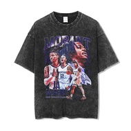 賈莫蘭特 Ja Morant 印花T恤高街水洗做舊籃球衣短袖寬松嘻哈上衣