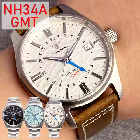Tandorio NH34A Automatic Mechanical Watch for Men Diving GMT Movement 200m Waterproof 39mm Sapphire 