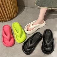 SOFT🔥Thick Slipper Flipper Soft Rubber Selipar Sandals Perempuan Comfy Outdoor Flip Flops Eva 36-40