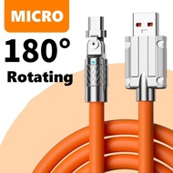 FLUFFY - Kabel Data Charger Gaming Bahan Silikon USB Micro Rotasi 180°