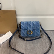 C0A ** Original Label 1: 1 2025 New Style Denim Denim Quilted One-Shoulder Messenger Small Square Ba