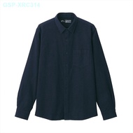 MUJI MUJI Mens Flannel Shirt Long Sleeve Casual White Shirt Plaid Shirt