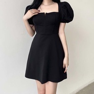 KA5 summer temperament elegant French retro bag shoulder square collar pleated waist waist thin bubb
